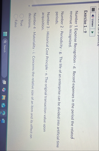 Listen Exercise 1 - 9 Number 1 Expense