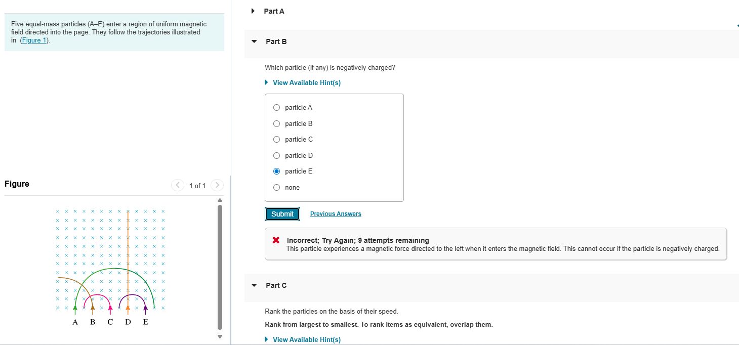 part b incorect Part A Five equal-mass particles