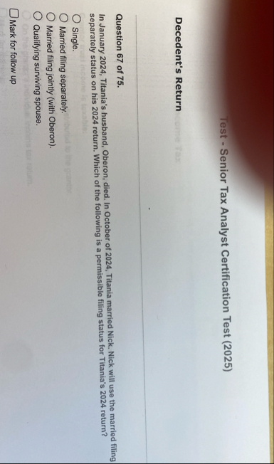 rest - Senior Tax Analyst Certification Test ( 2