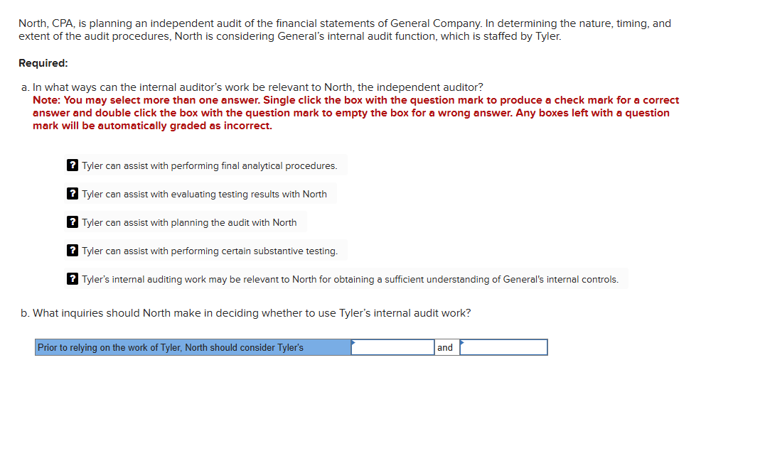 North, CPA, is planning an independent audit of