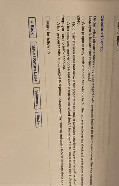 Question 1 3 of 1 5 . Under what circumstances