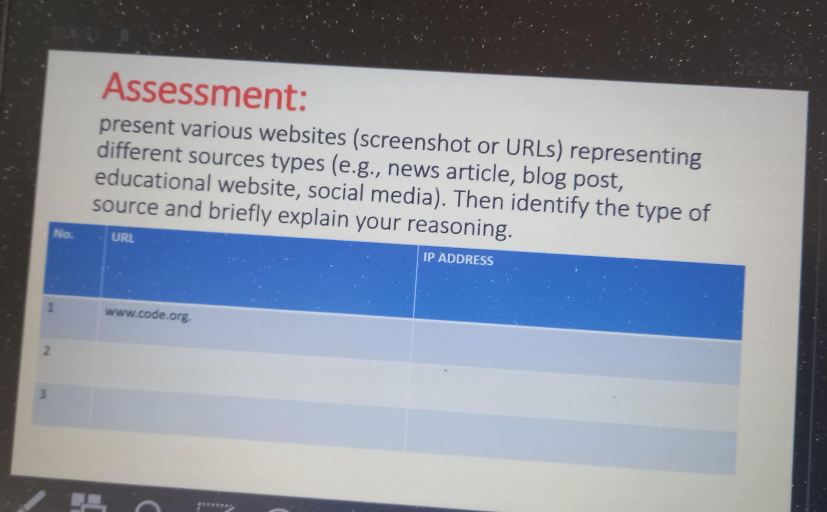 Answer it Assessment: Present various websites