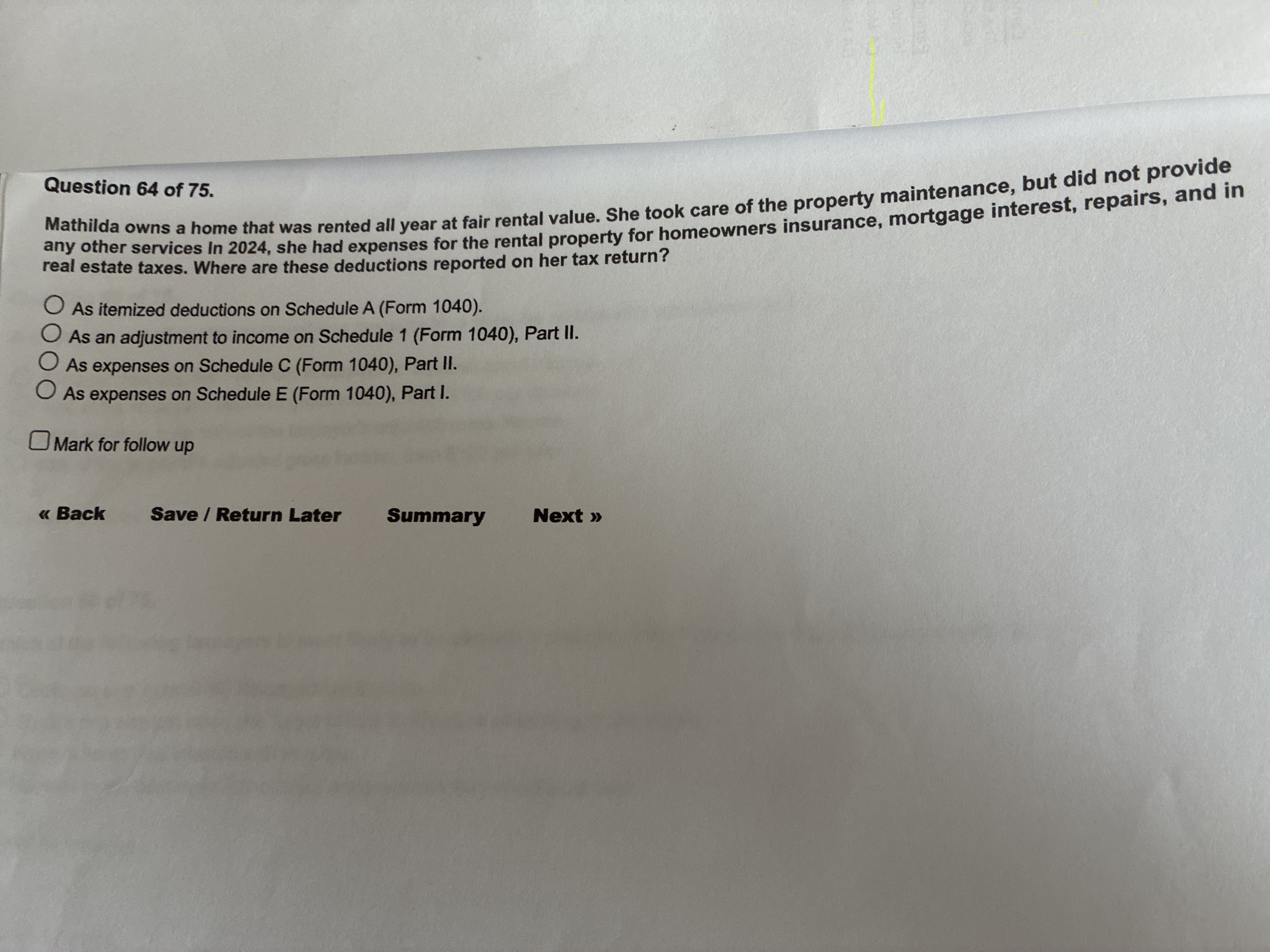 Mathilda wns a home that was rented all year at