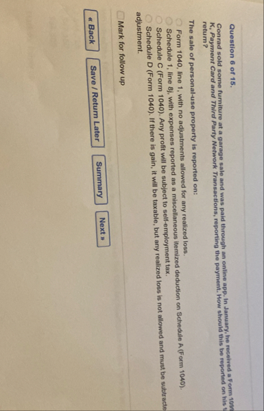 Question 6 of 1 5 . Conrad sold some fumiture at