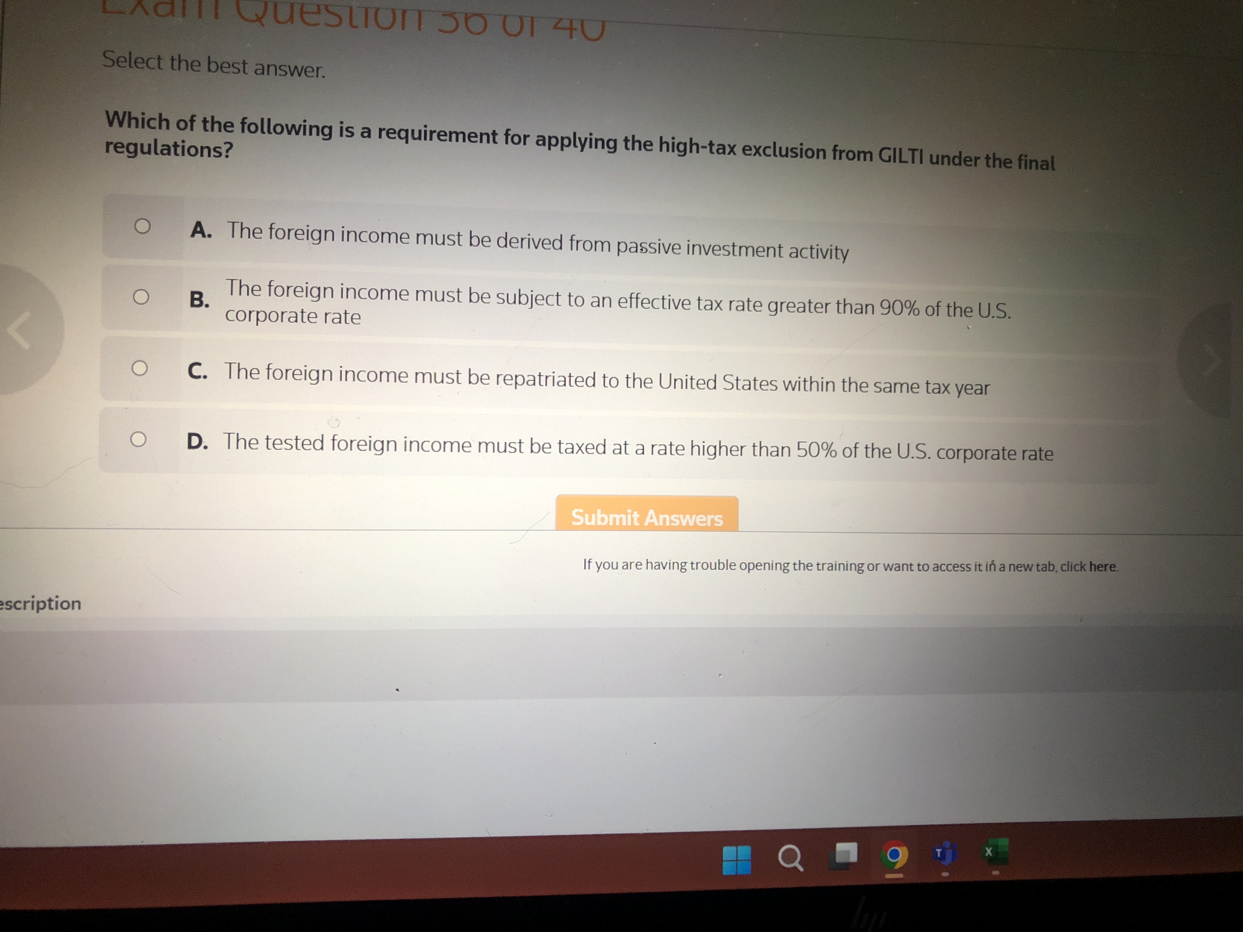 Select the best answer. Which of the following is