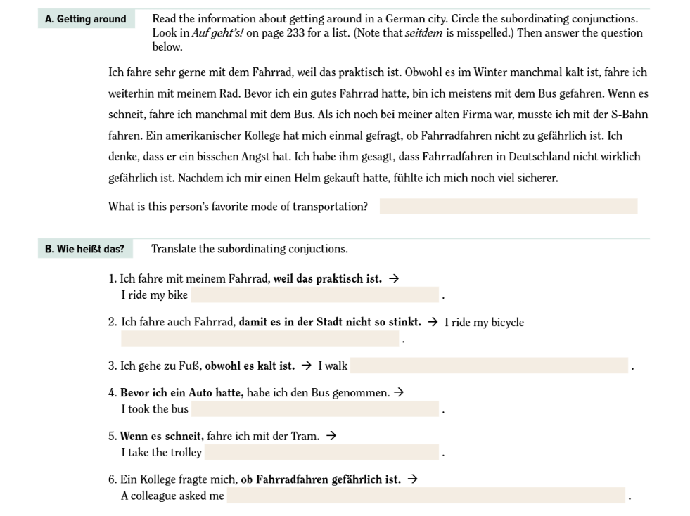 answer this A. Getting around Read the