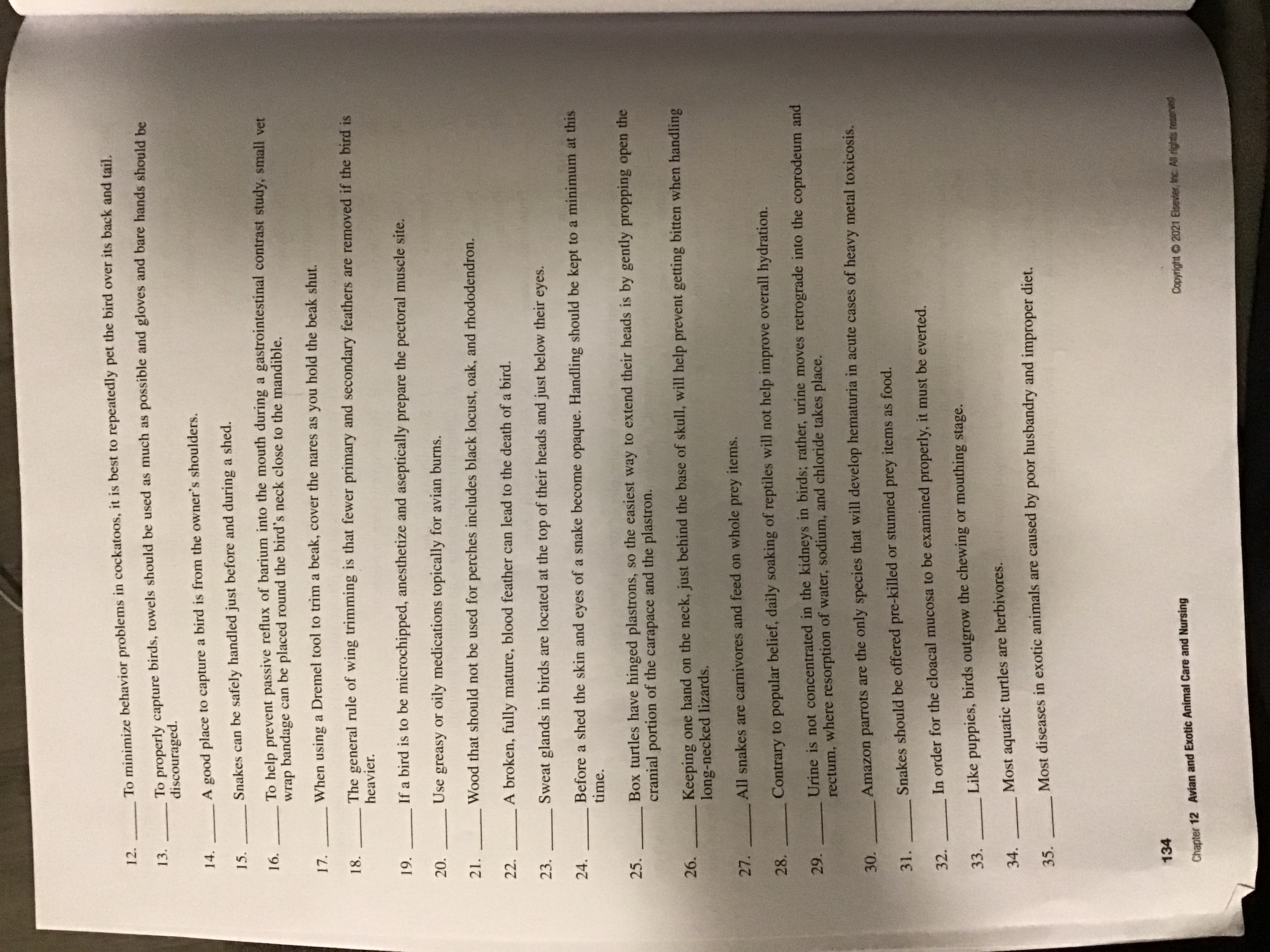 True or false statements 12. To minimize behavior