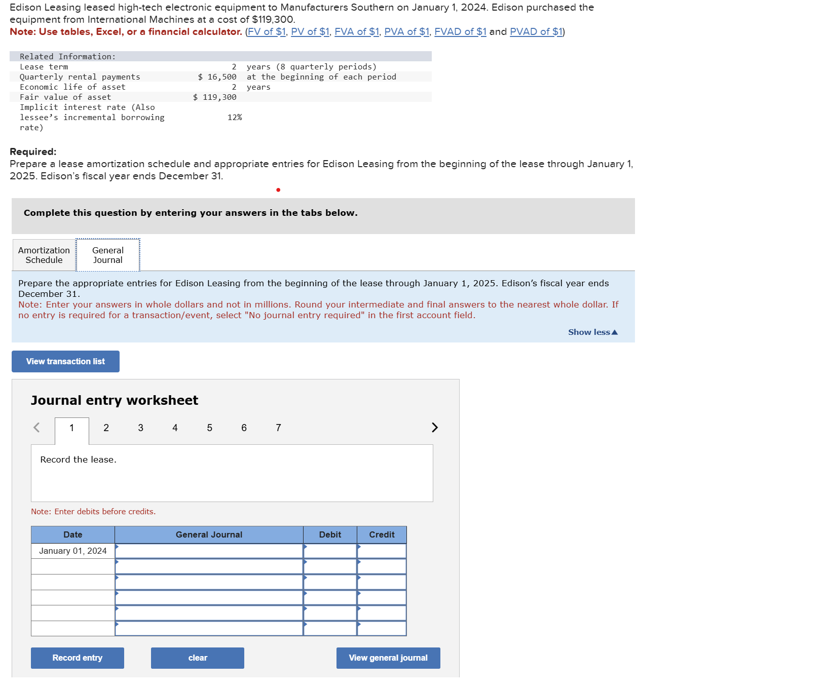 AMORTIZATION AND JOURNAL ENTRIES PLEASE Edison