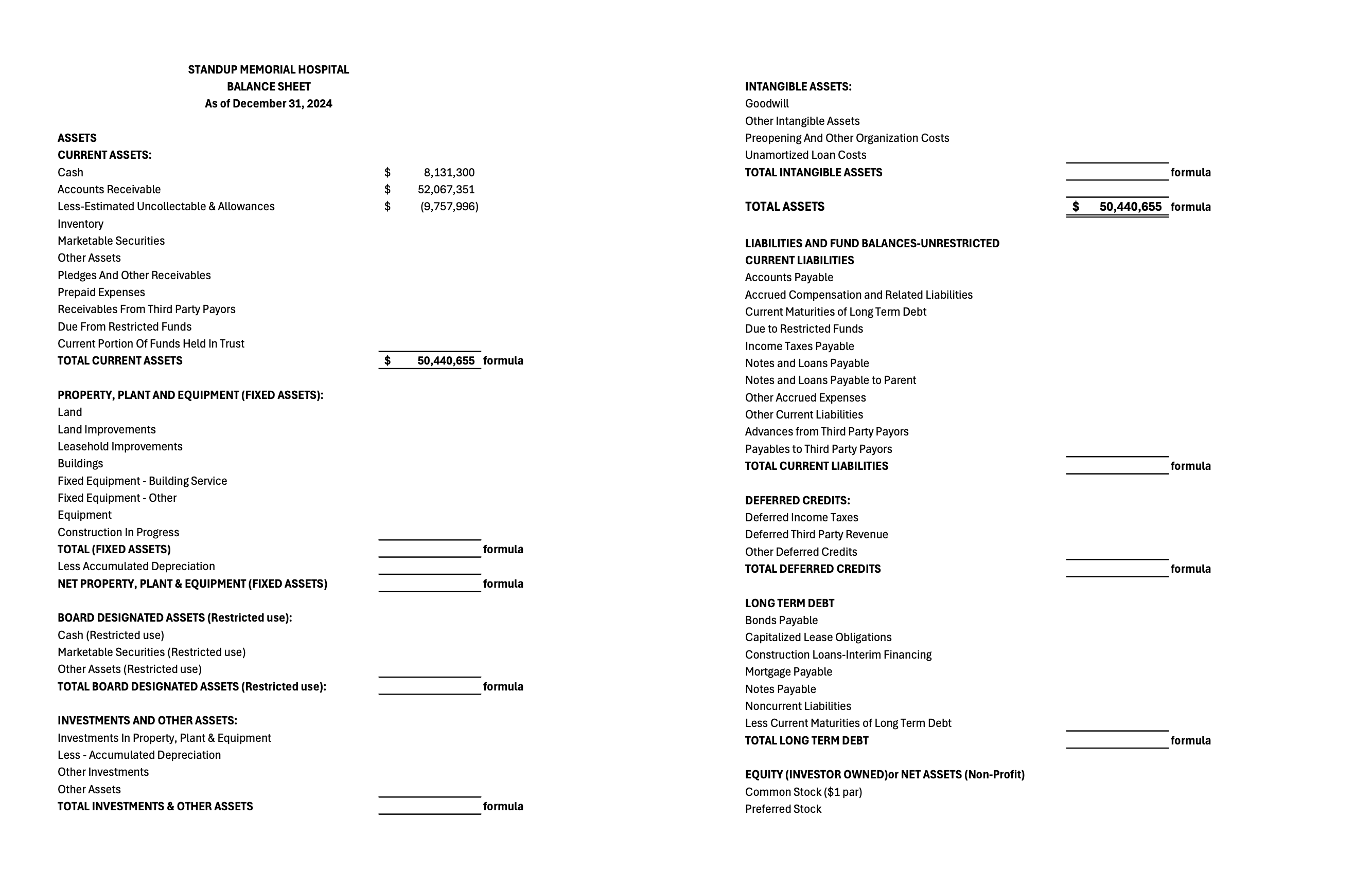 Balance Sheet Preparation using Excel cell links