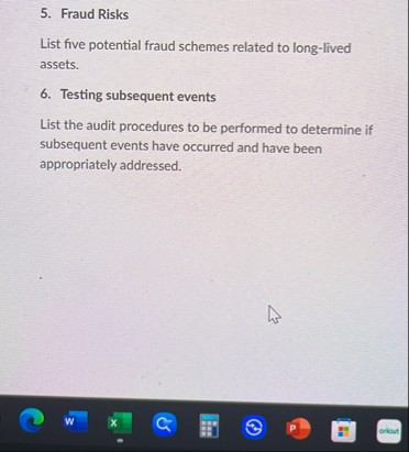 Fraud Risks List five potential fraud schemes