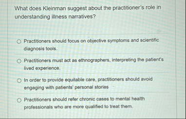 What does Kleinman suggest about the