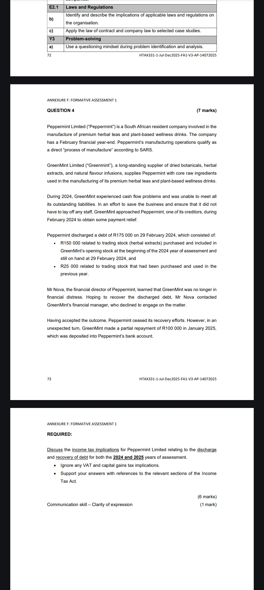 E2.1 | Laws and Regulations b) Identify and