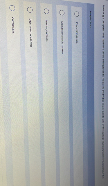 How long a company holds inventory before selling