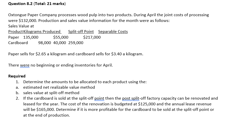 Question 8 . 2 ( Total: 2 1 marks ) Oxtongue