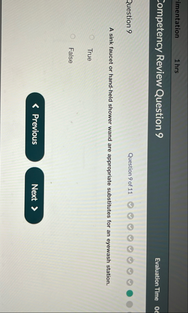 imentation 1 hrs Competency Review Question 9