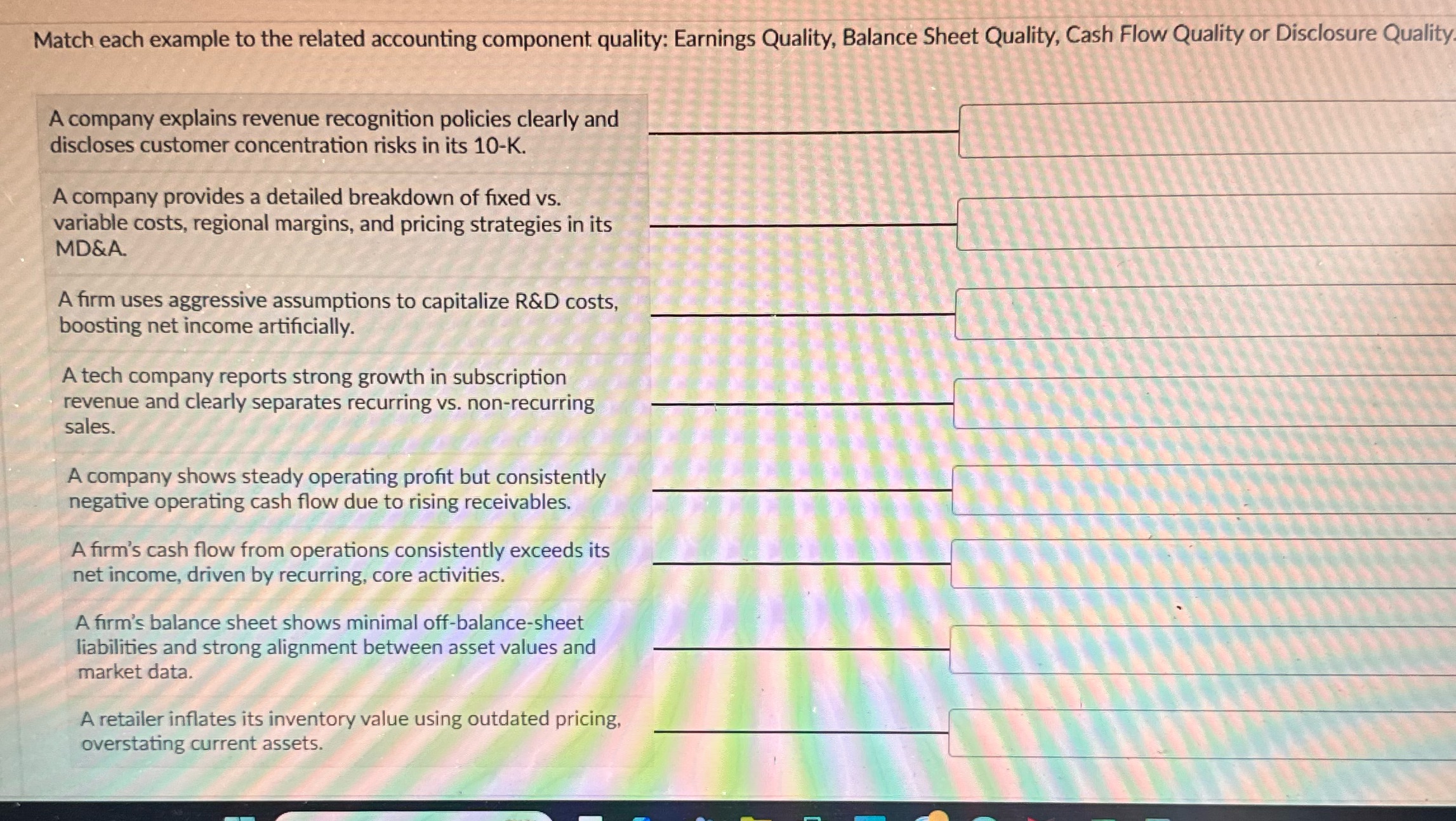 Needing help matching these up. Match each