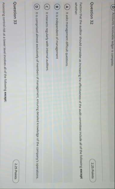 ( D ) Accounts receivable ledger is complete.