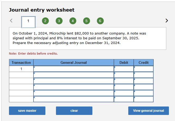 Journal entry worksheet 3 5 6 On October 1, 2024,