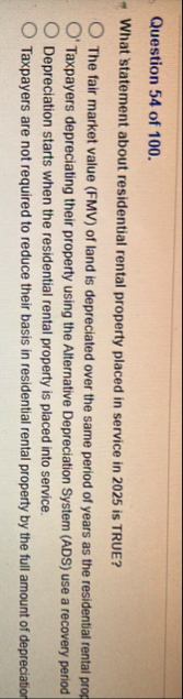 Question 5 4 of 1 0 0 . What statement about