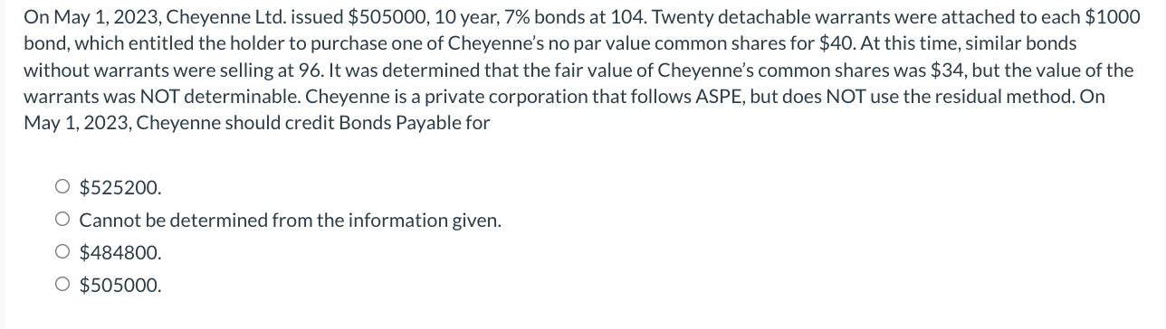 On May 1 , 2 0 2 3 , Cheyenne Ltd . issued \ $ 5
