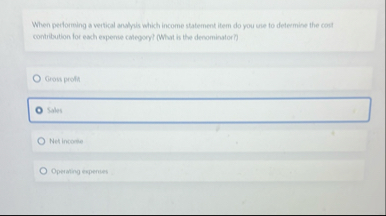 When performing a wertical anulyis which income