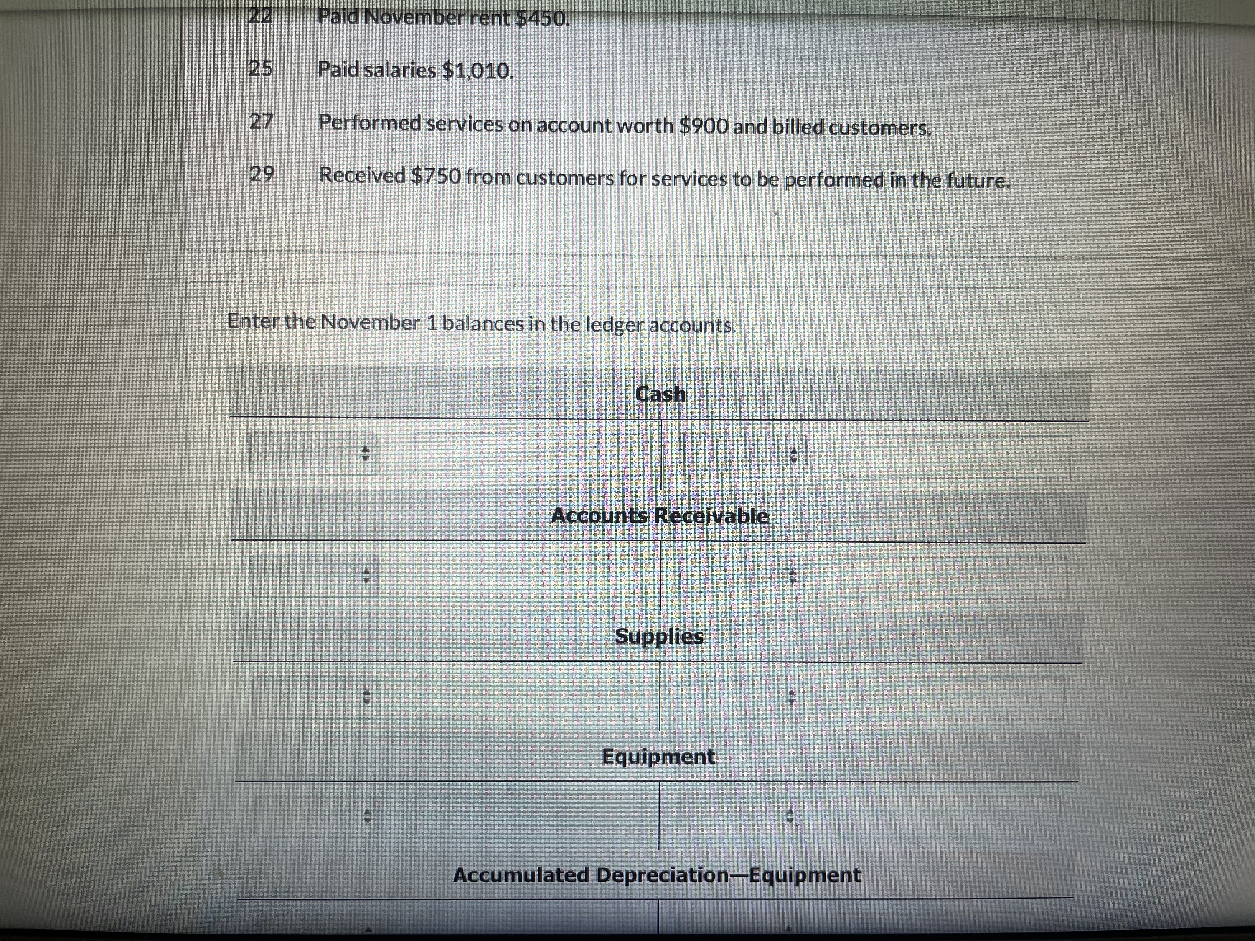 On November 1, 2022, the following were the
