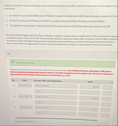 Kinglird Corporation made the following cash