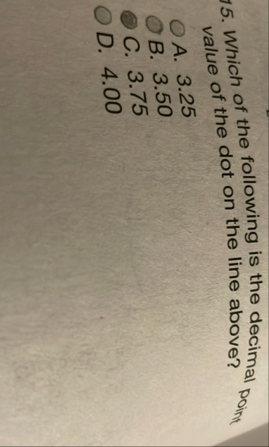 Which of the following is the decimal point value