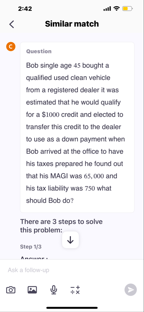 2 : 4 2 Similar match Question Bob single age 4 5