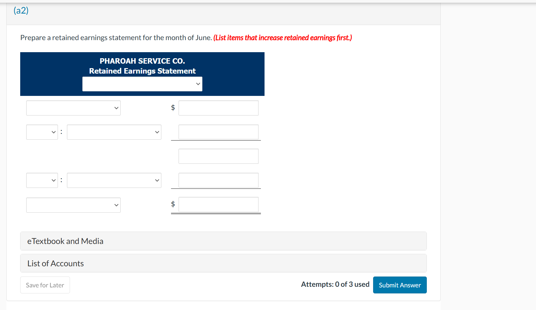 Your answer is correct. Prepare an income