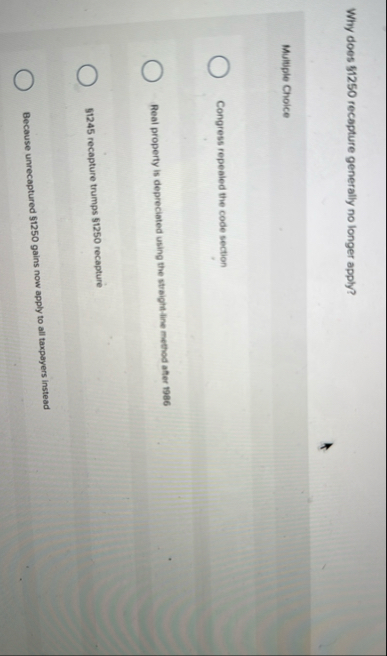 Why does 5 1 2 5 0 recopture generally no longer