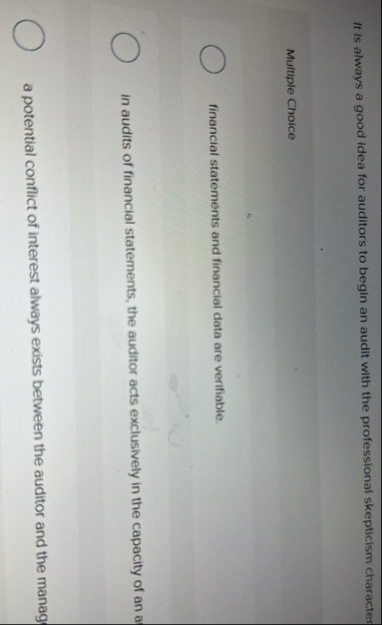 It is always a good idea for auditors to begin an