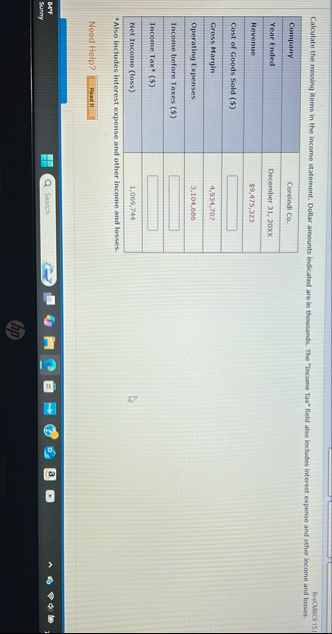 BreCMBC 9 1 5 ) Calculate the missing items in