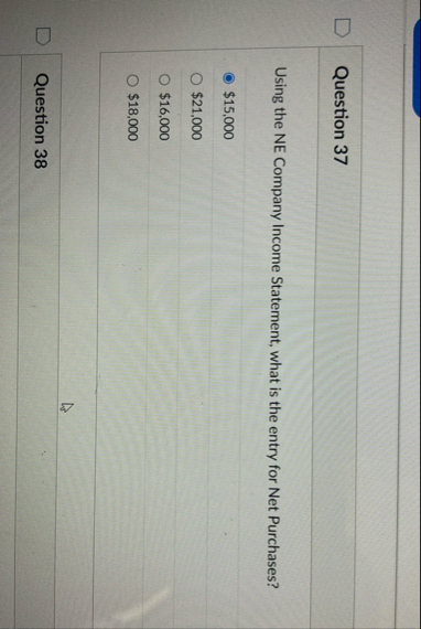 Question 3 7 Using the NE Company Income