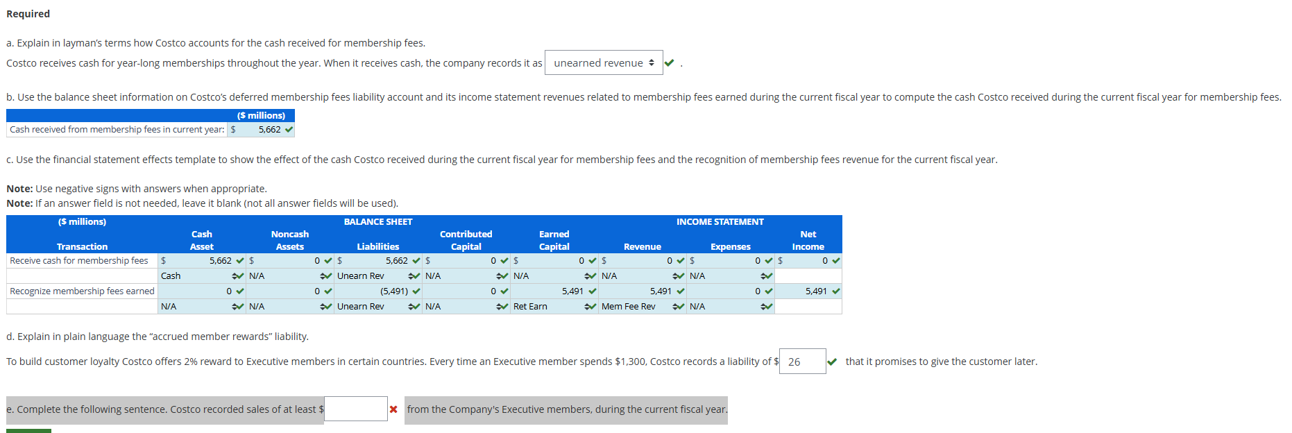 e. Complete the following sentence. Costco