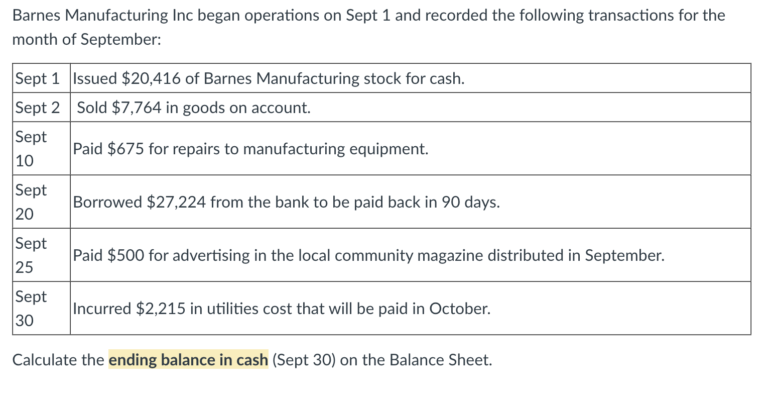 Please show me how to find the ending cash