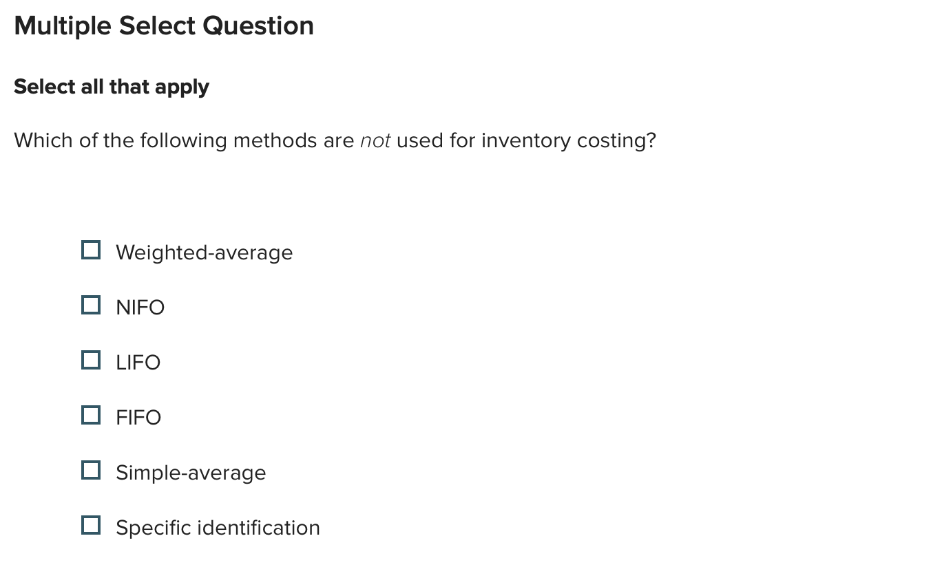 answer this Multiple Select Question Select all