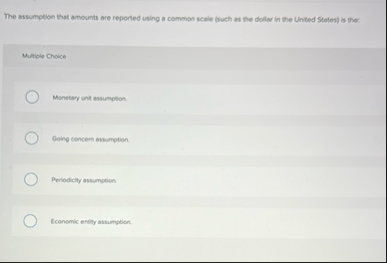 The assumption that amounts are reported using a