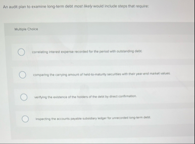 An audit plan to examine long - term debt most