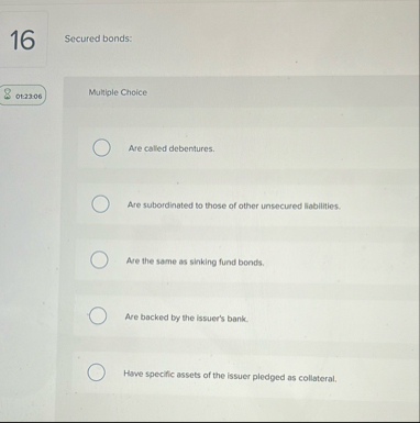 1 6 Secured bonds: 0 1 : 2 3 : 0 6 Multiple