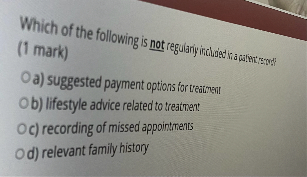 Which of the following is not regularly included