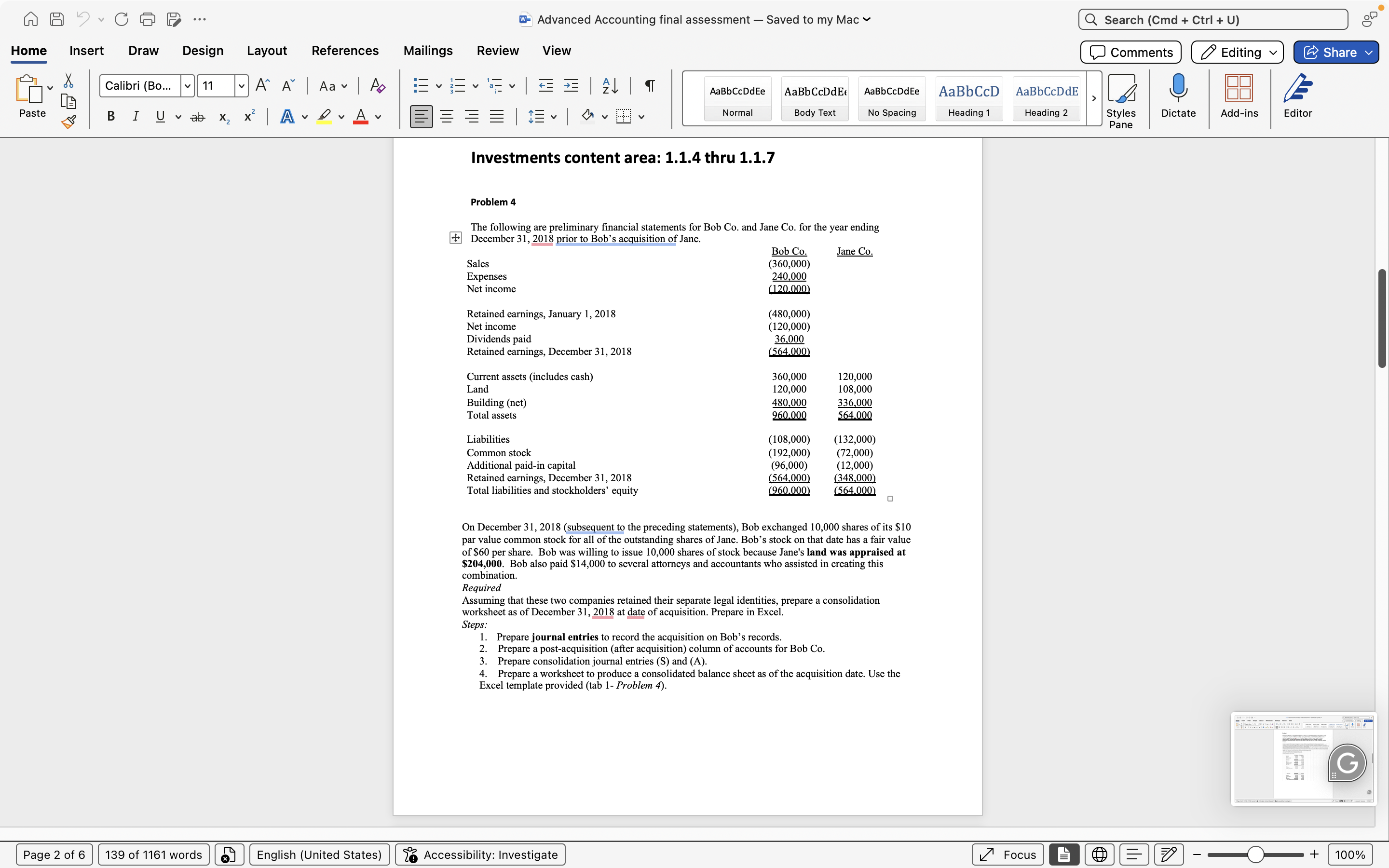 MAY CGE ... w- Advanced Accounting final