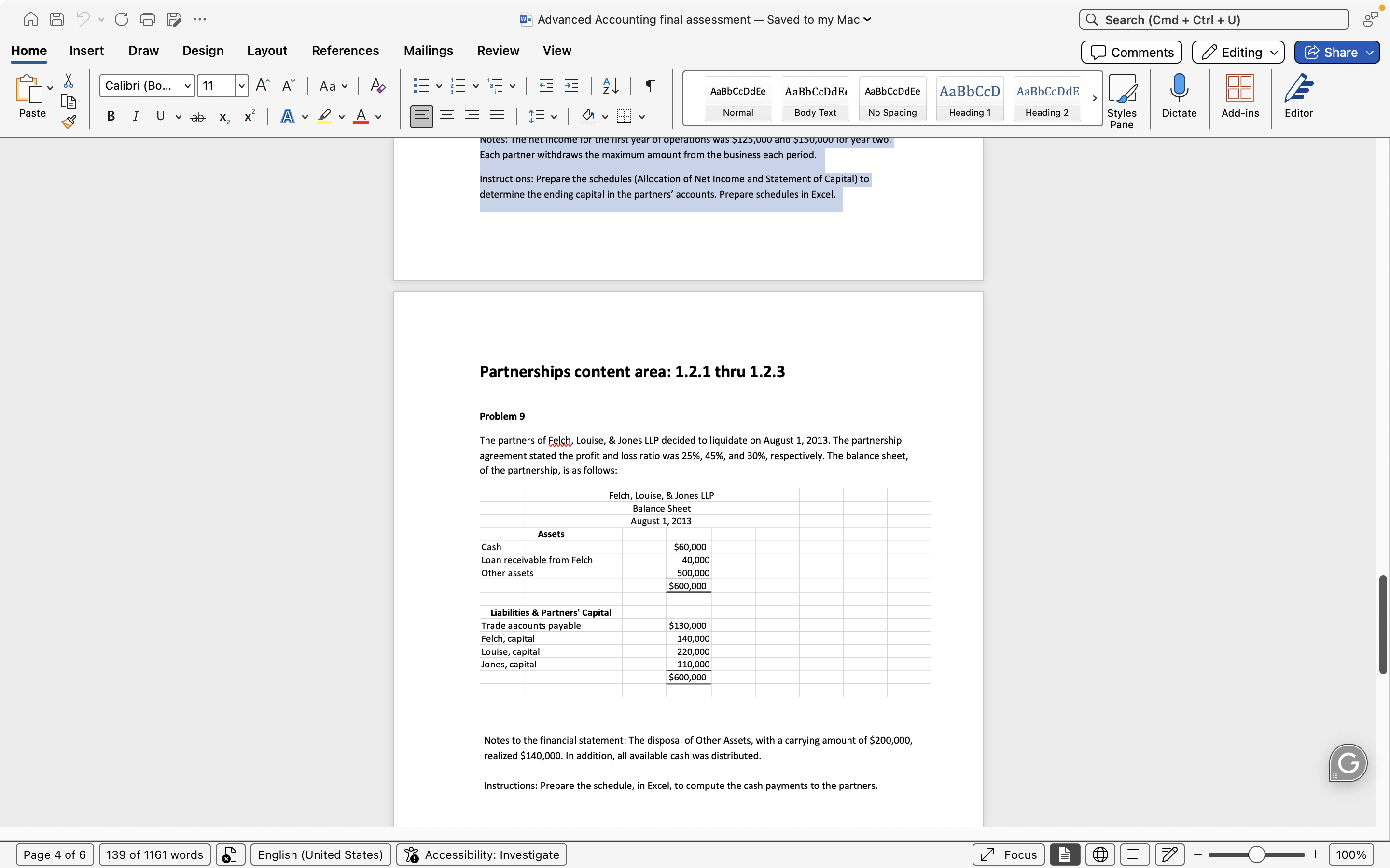 MAY CGE ... w- Advanced Accounting final