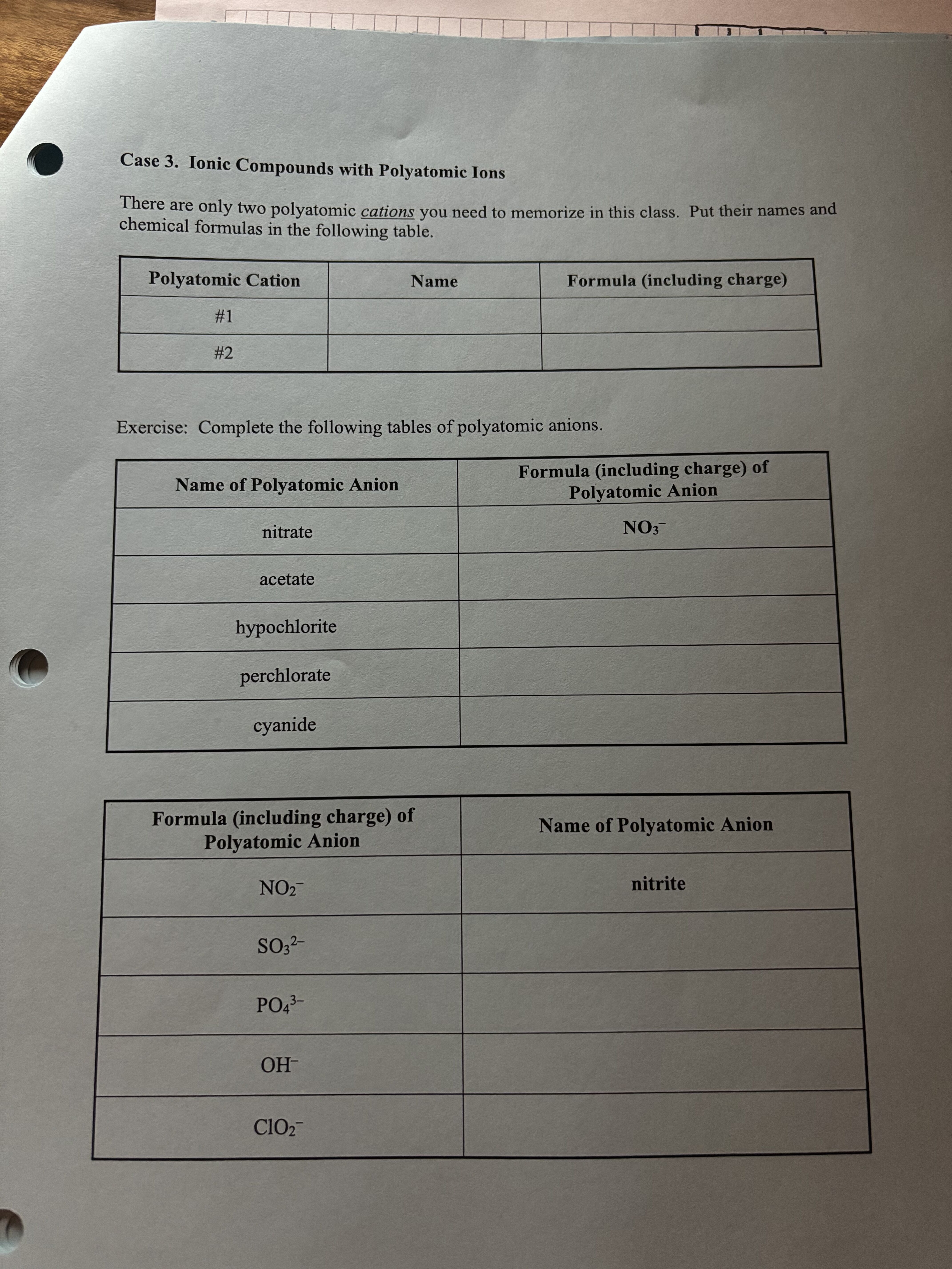 ANSWER PLEASE Case 3. Ionic Compounds with