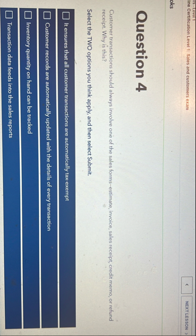 Level 1 line Certification Level 1 : Sales and