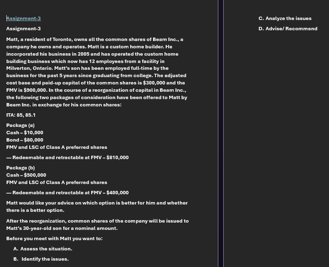 Assignment - 3 Assignment - 3 Matt, a resident of