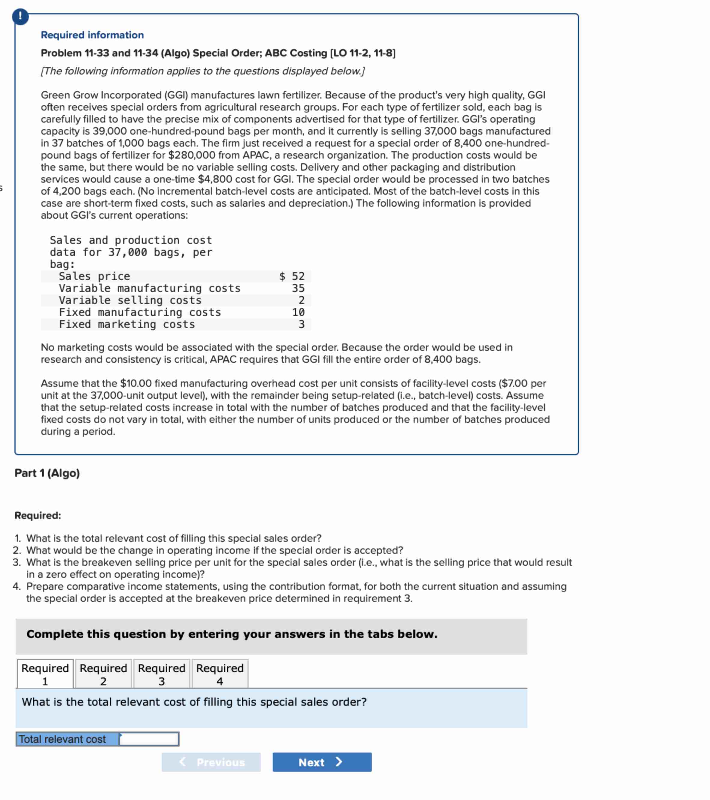Problem 1 1 - 3 3 and 1 1 - 3 4 ( Algo ) Special