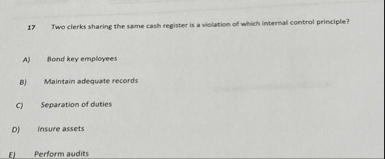 1 7 Two cleris sharing the same cash register is