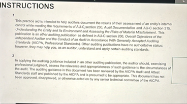 INSTRUCTIONS 1 This practice aid is intended to