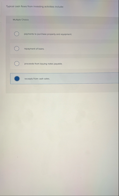 Typical cash flows from irwesting activities